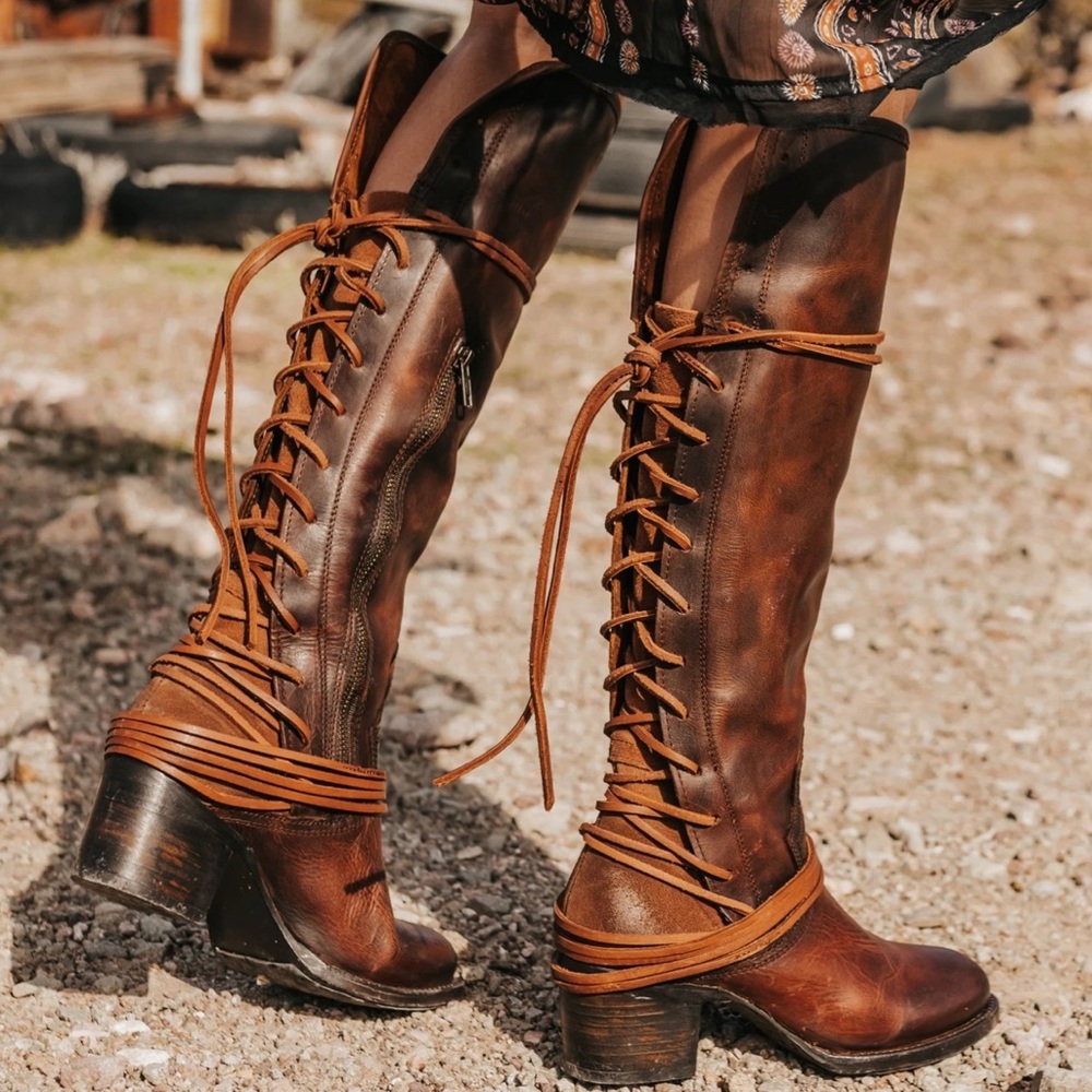 NWOT Freebird Tall Coal Boot in Cognac Color